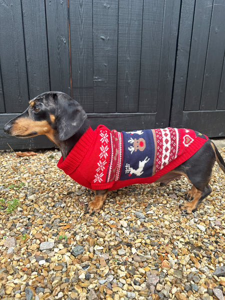 Ruby Fairisle Miniature Dachshund Jumper