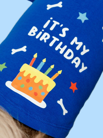 Blue Birthday Dog T-Shirt