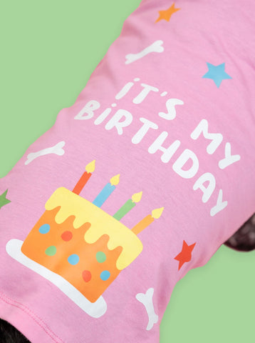 Pink Birthday Dog T-Shirt