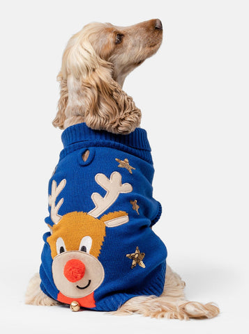 Rudolf Navy Dog Jumper